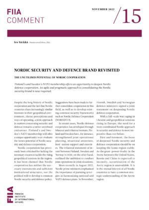 Nordic security and defence brand revisited: The unutilised potential of Nordic cooperation
