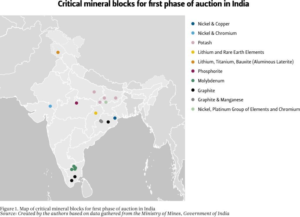 Figure 1: Map of critical mineral blocks for first phase of auction in India
